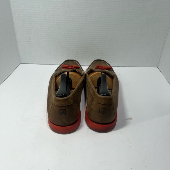 Sperry Brown Loafers with Red Accents - Picture 3 of 4